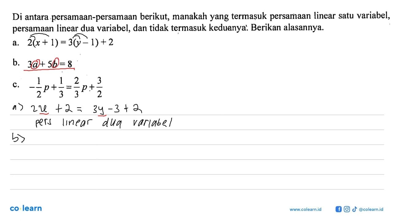 Di antara persamaan-persamaan berikut, manakah yang