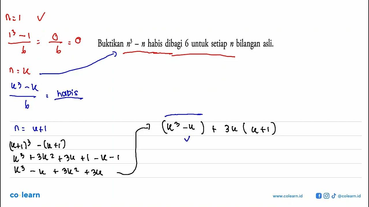 Buktikan n^3-n habis dibagi 6 untuk setiap n bilangan asli.