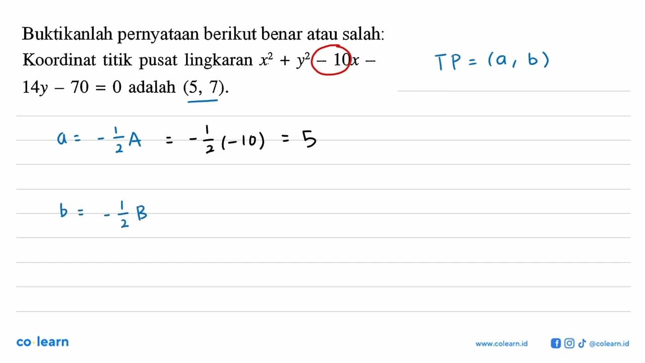 Buktikanlah pernyataan berikut benar atau salah: Koordinat