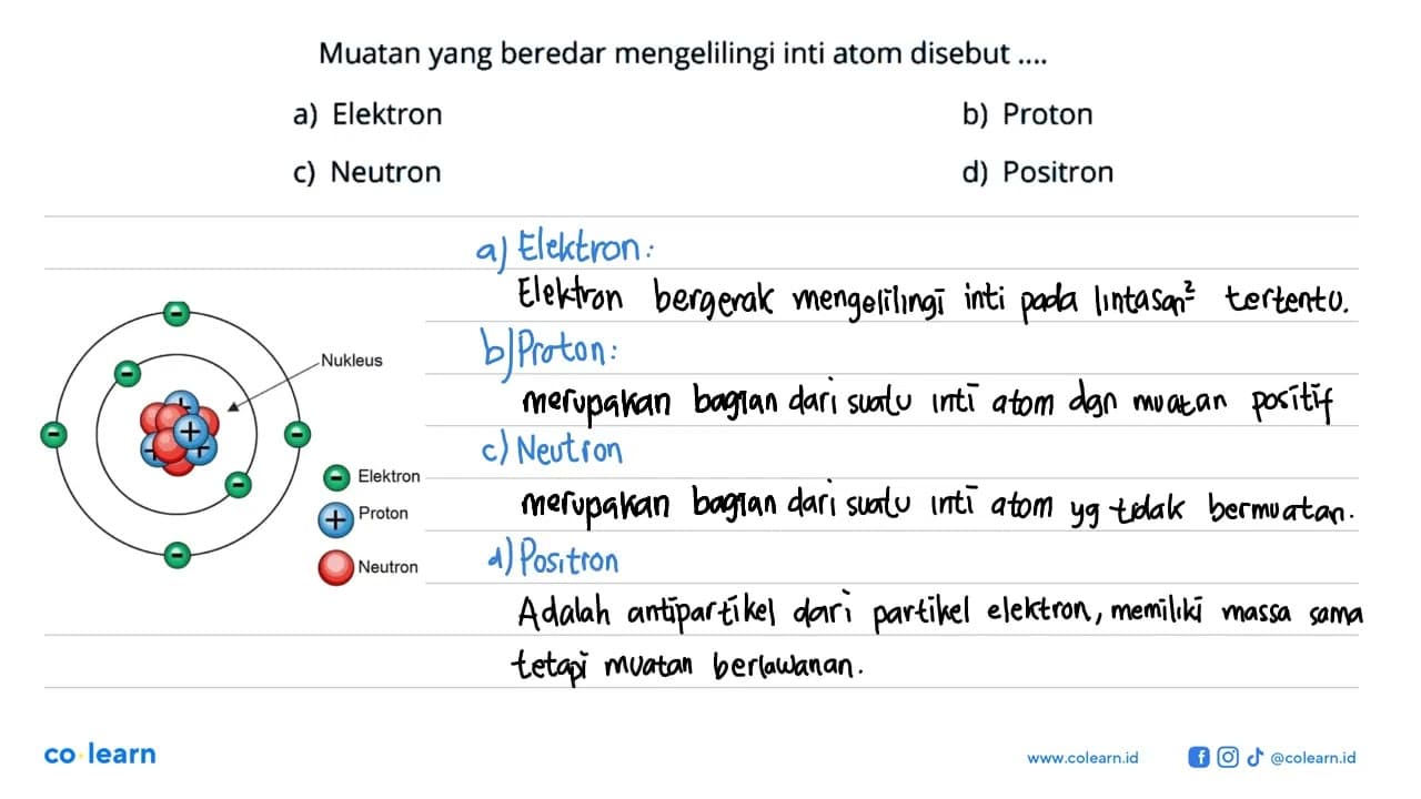 Muatan yang beredar mengelilingi inti atom disebut ....a)