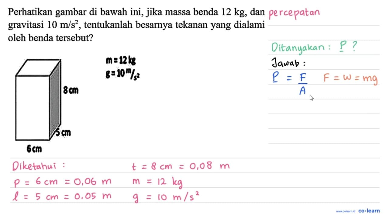 Perhatikan gambar di bawah ini, jika massa benda 12 kg ,