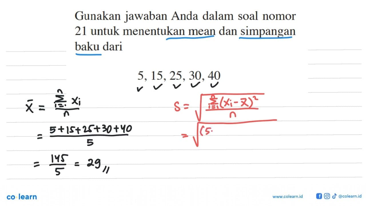 Gunakan jawaban Anda dalam soal nomor 21 untuk menentukan