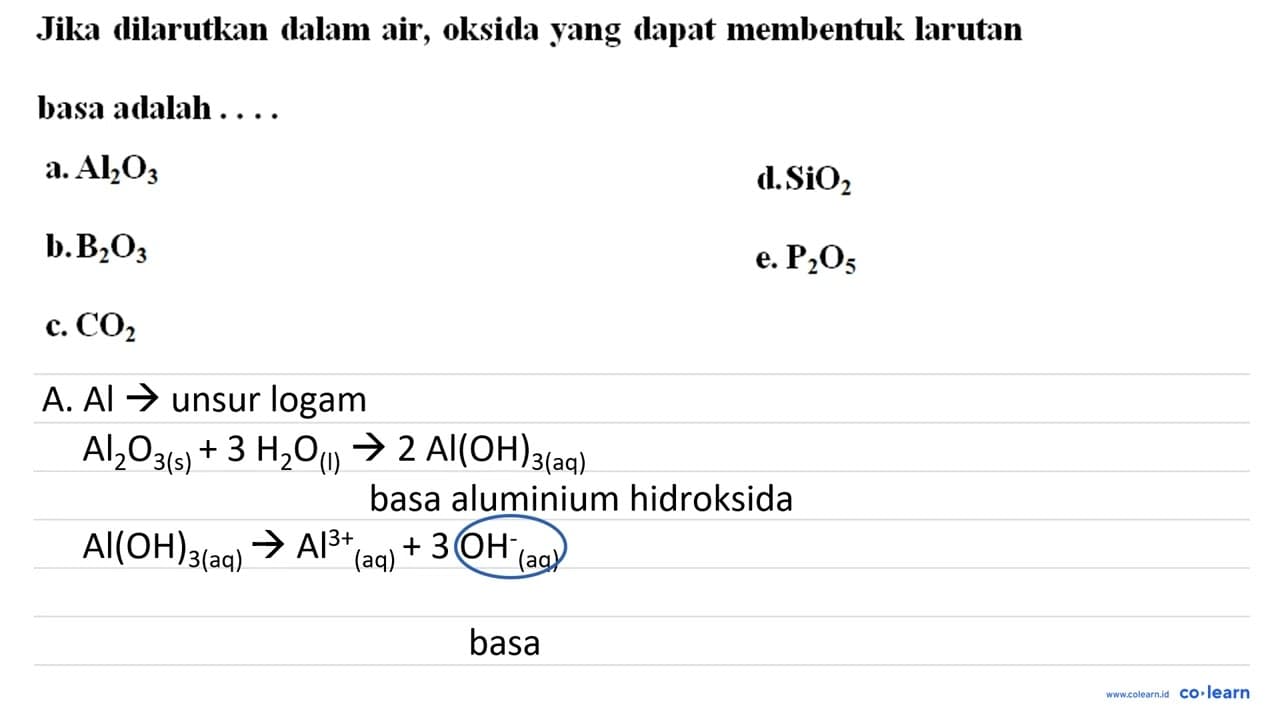 Jika dilarutkan dalam air, oksida yang dapat membentuk