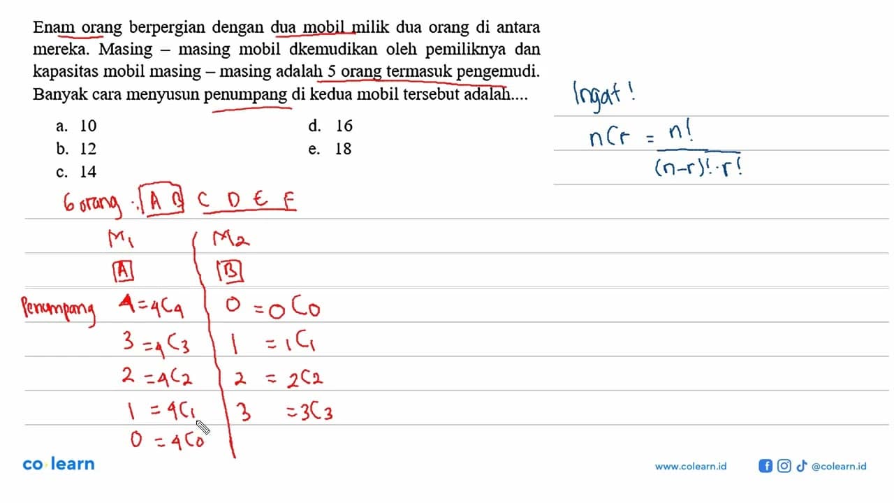 Enam orang berpergian dengan dua mobil milik dua orang di