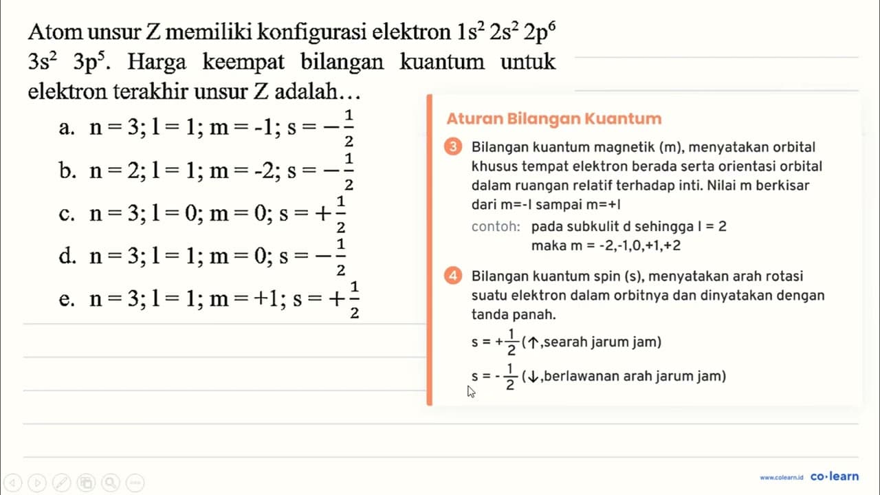 Atom unsur Z memiliki konfigurasi elektron 1 s^(2) 2 s^(2)