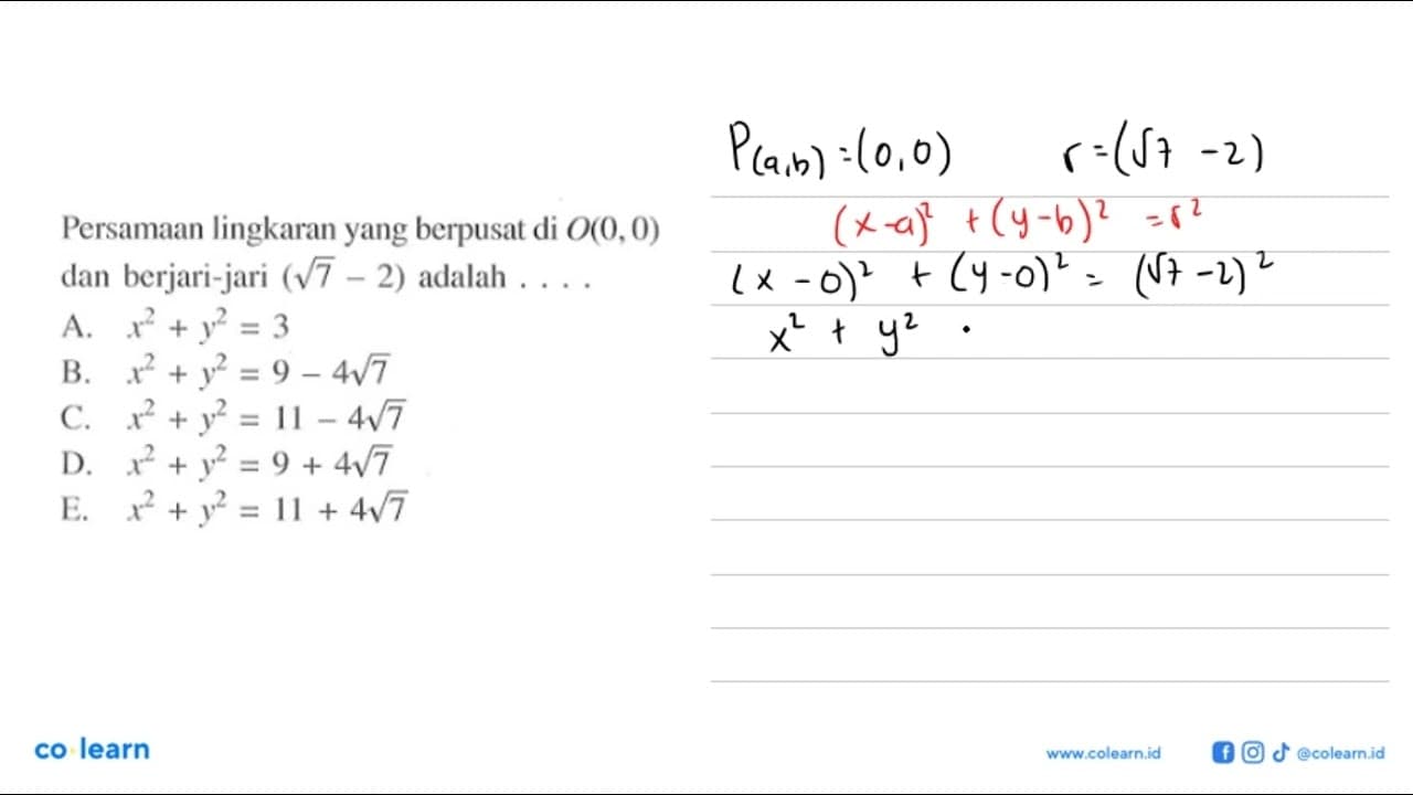 Persamaan lingkaran yang berpusat di 0(0,0) dan