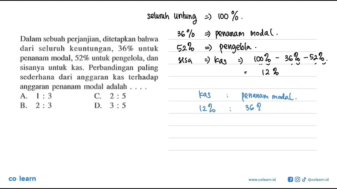 Dalam sebuah perjanjian, ditetapkan bahwa dari seluruh