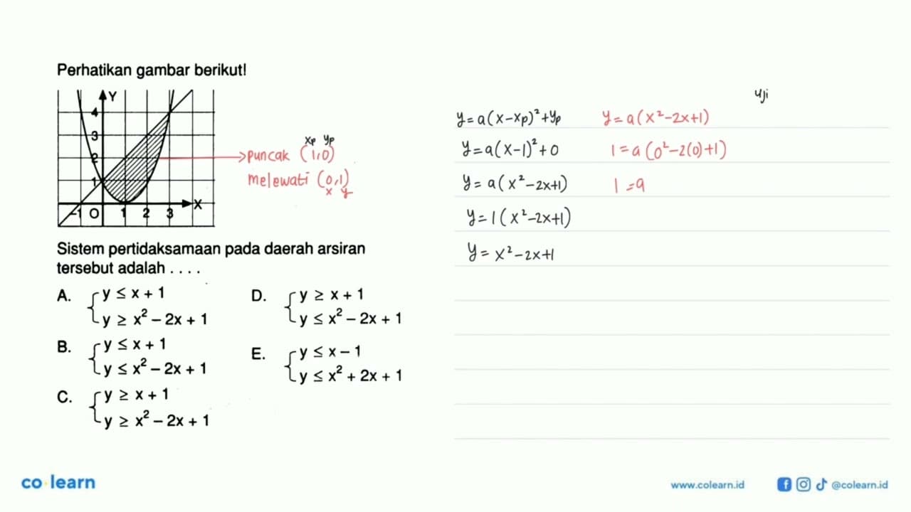 Perhatikan gambar berikut! Y 4 3 2 1 x -1 0 1 2 3 Sistem