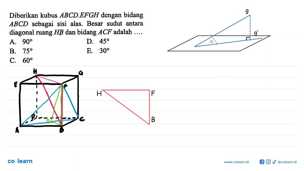 Diberikan kubus ABCD.EFGH dengan bidang ABCD sebagai sisi