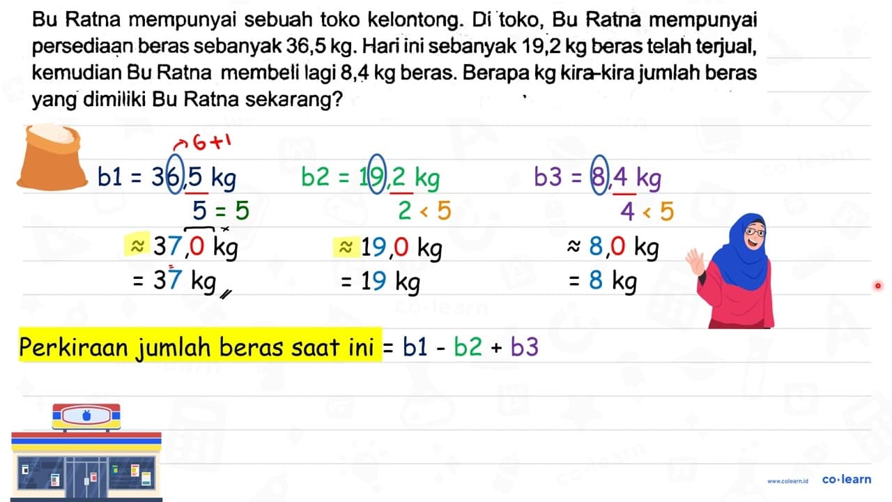 Bu Ratna mempunyai sebuah toko kelontong. Di toko, Bu Ratna