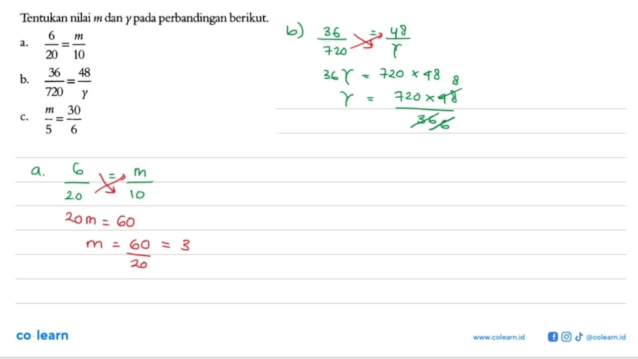 Tentukan nilai m dan gamma pada perbandingan berikut.a.