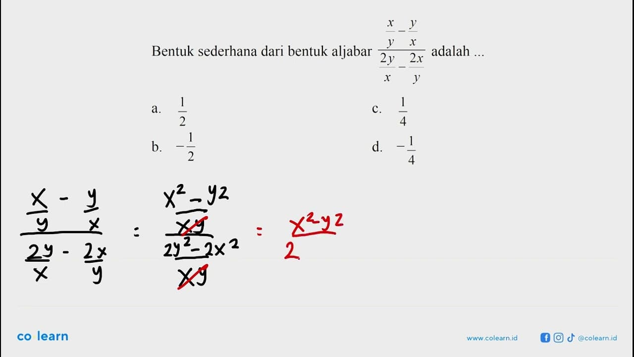 Bentuk sederhana dari bentuk aljabar adalah