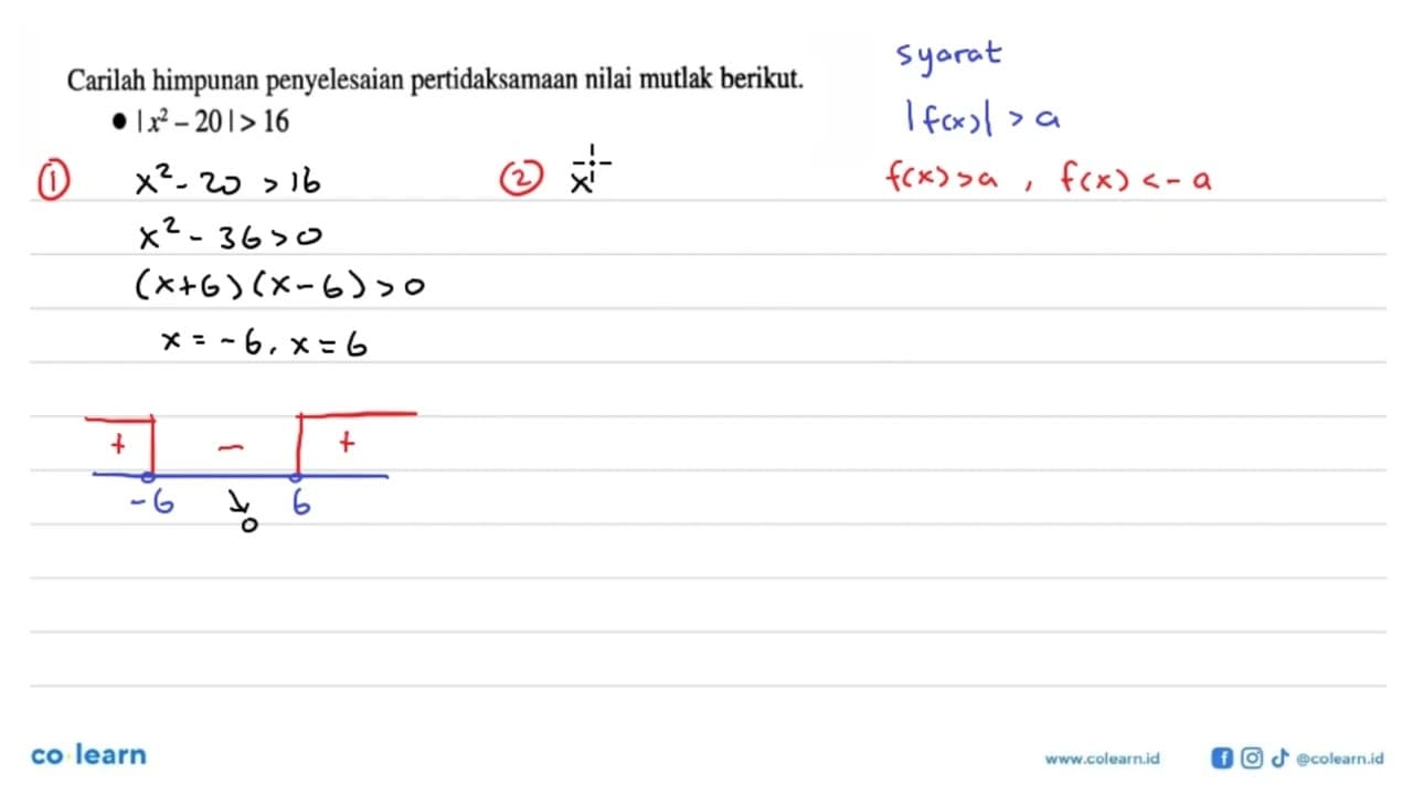 Carilah himpunan penyelesaian pertidaksamaan nilai mutlak