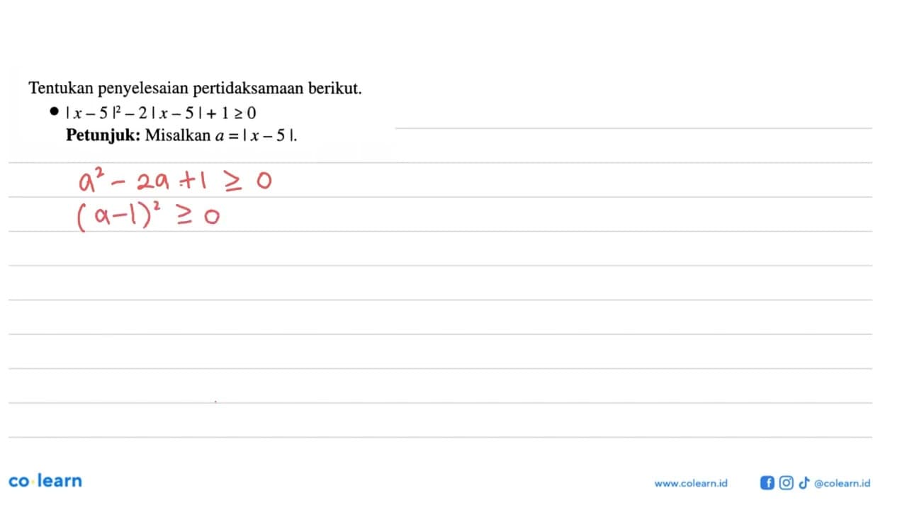 Tentukan penyelesaian pertidaksamaan