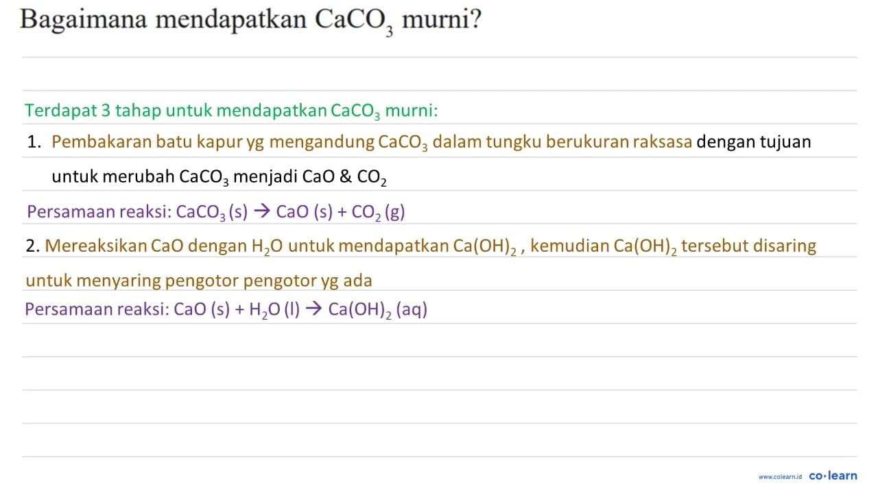 Bagaimana mendapatkan CaCO3 murni?