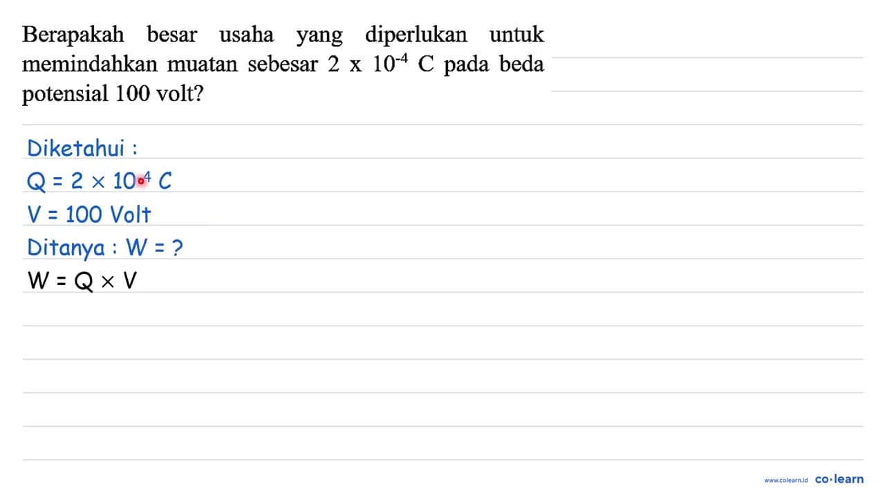 Berapakah besar usaha yang diperlukan untuk memindahkan