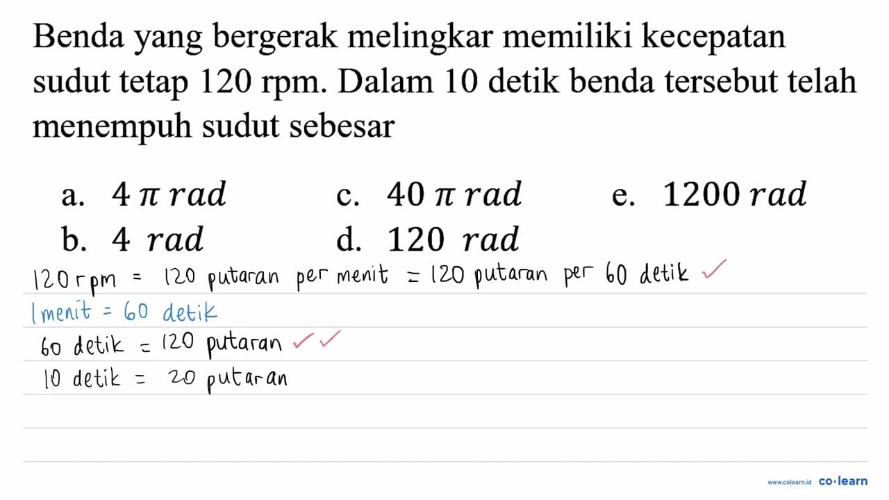 Benda yang bergerak melingkar memiliki kecepatan sudut