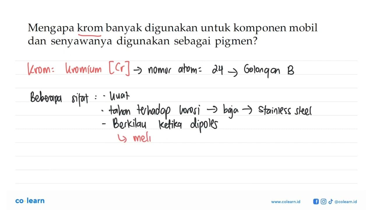 Mengapa krom banyak digunakan untuk komponen mobil dan