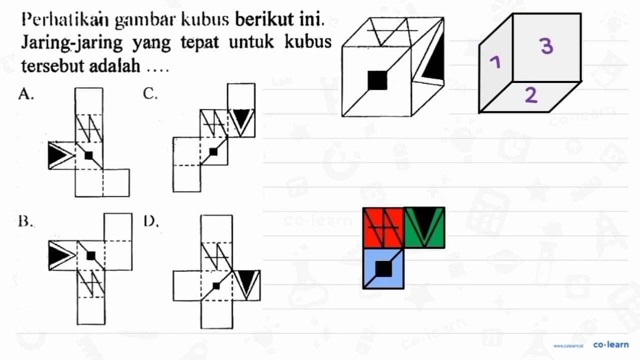 Perhatikin gambar kubus berikut ini. Jaring-jaring yang