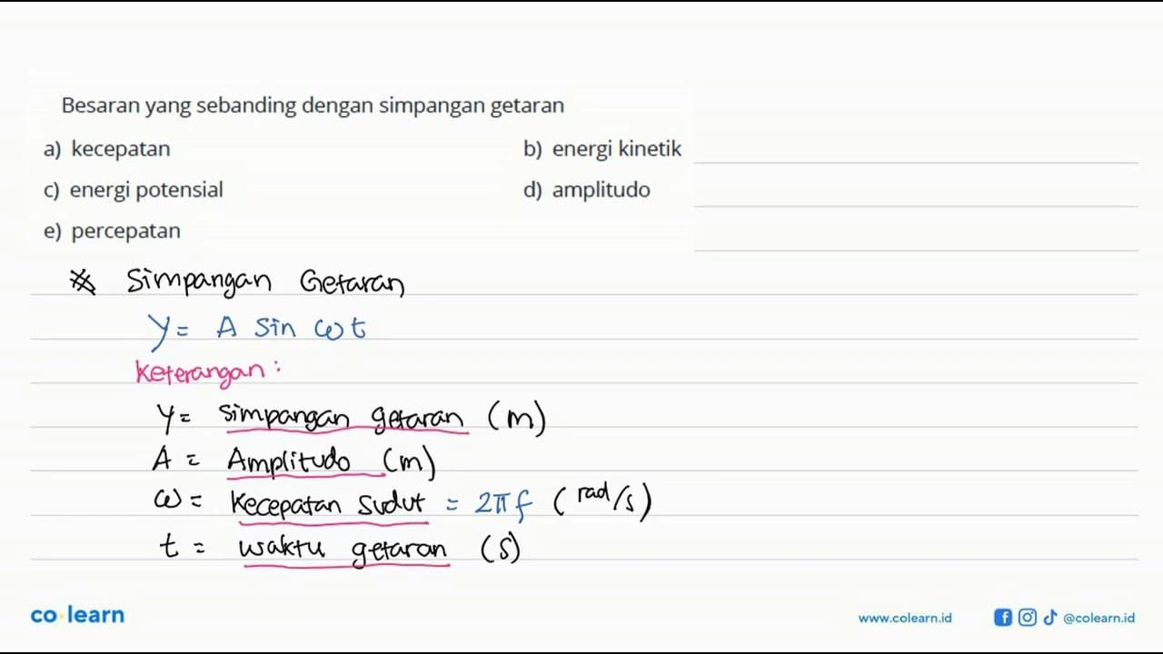 Besaran yang sebanding dengan simpangan getarana)