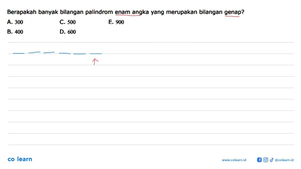 Berapakah banyak bilangan palindrom enam angka yang