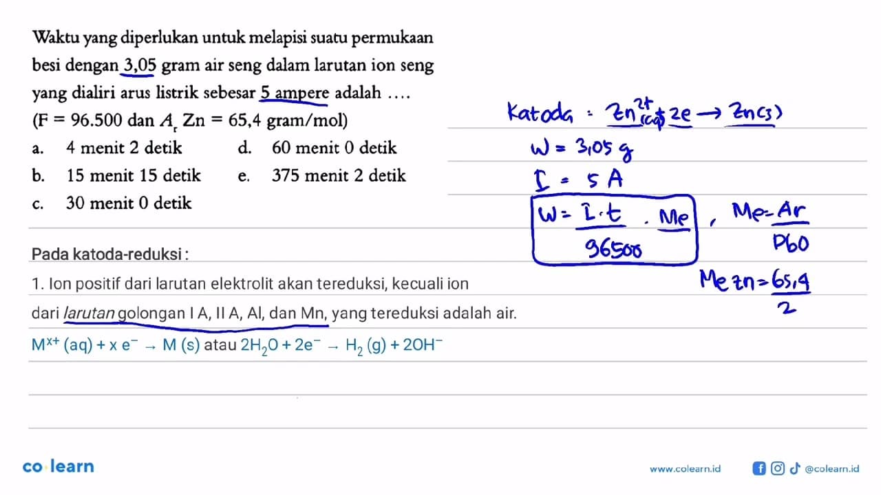 Waktu yang diperlukan untuk melapisi suatu permukaan besi