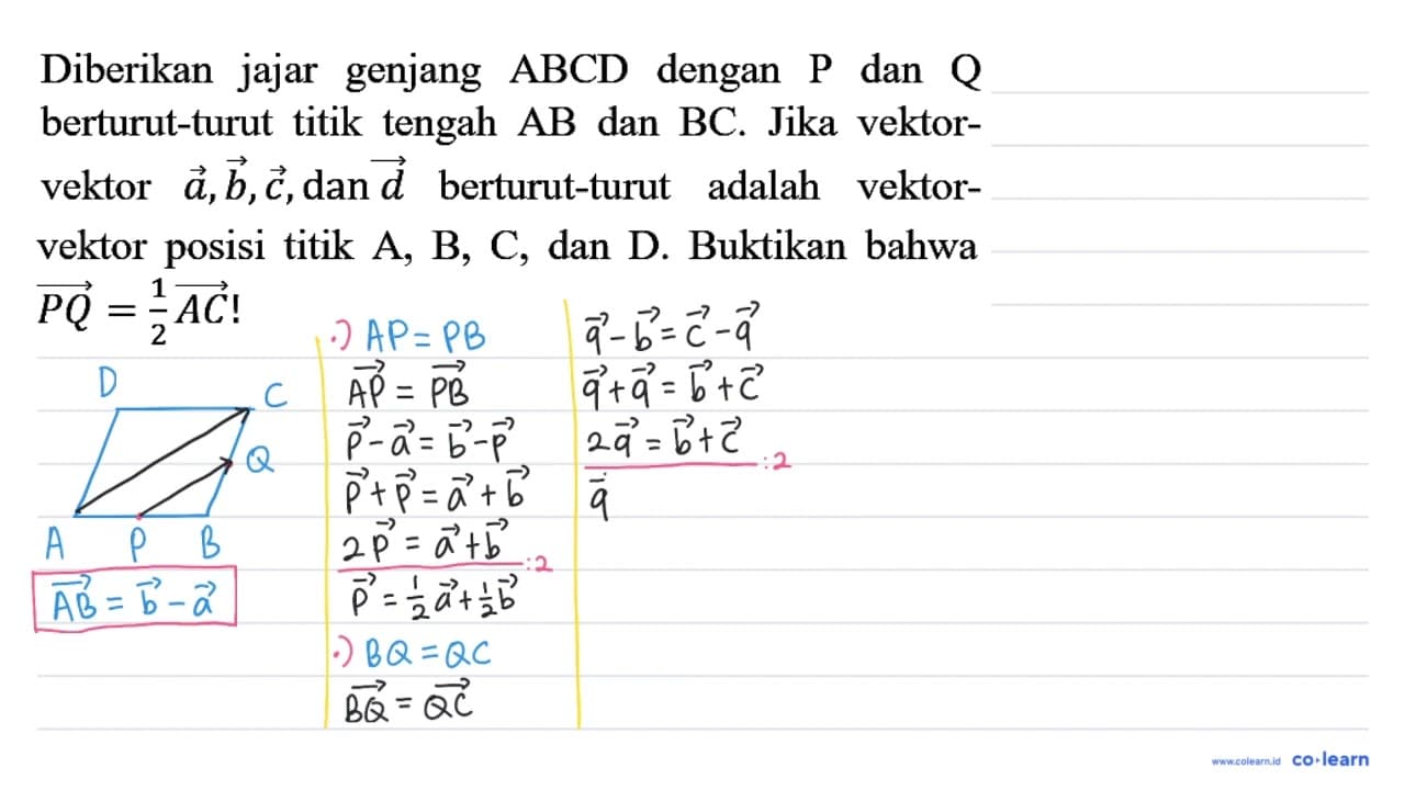 Diberikan jajar genjang ABCD dengan P dan Q berturut-turut