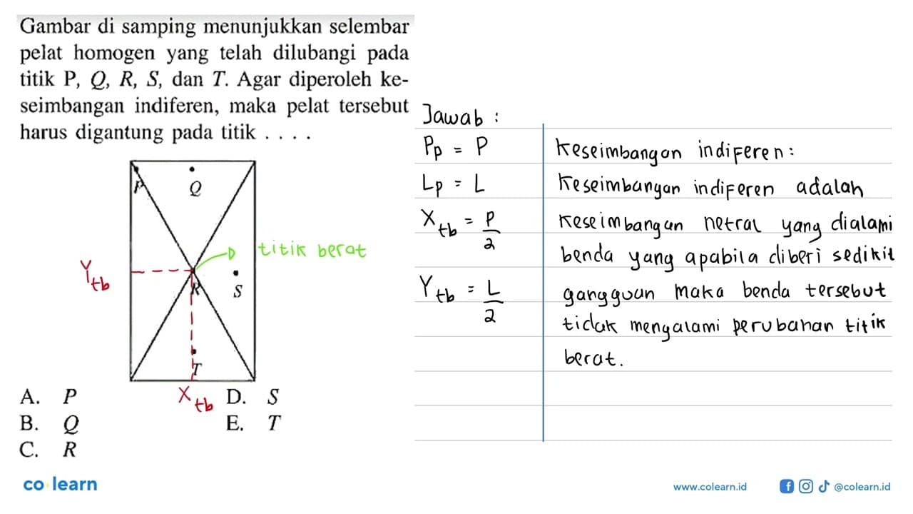 Gambar di samping menunjukkan selembar pelat homogen yang