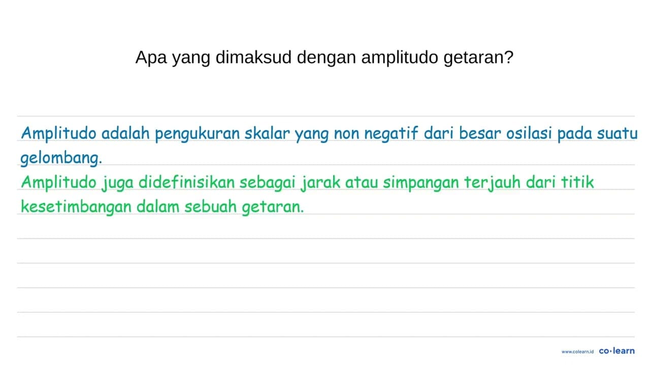 Apa yang dimaksud dengan amplitudo getaran?