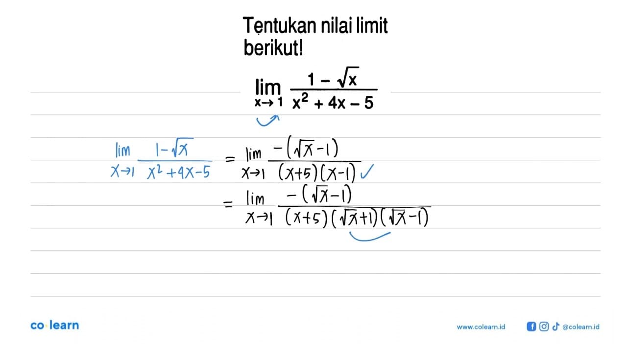 Tentukan nilai limit berikut!limit x->1