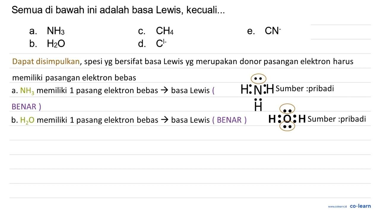 Semua di bawah ini adalah basa Lewis, kecuali... a. NH_(3)