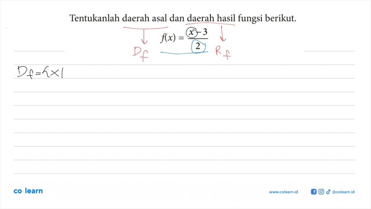 Tentukanlah daerah asal dan daerah hasil fungsi