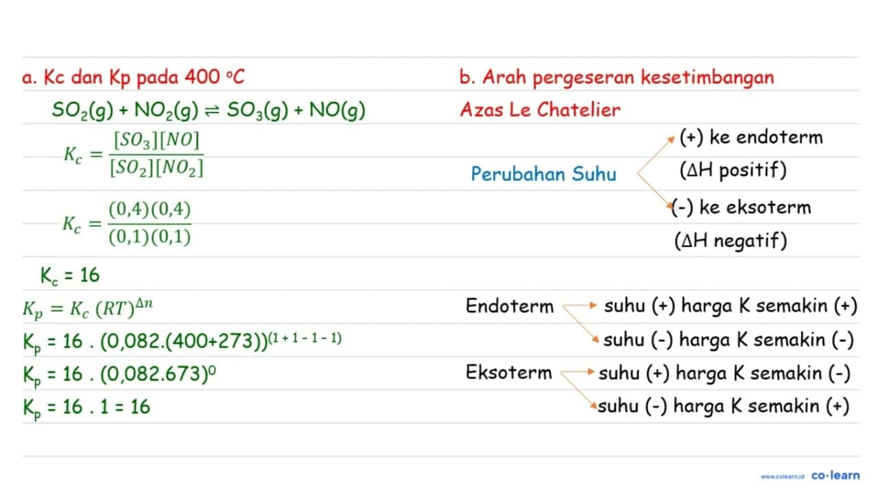 Diketahui reaksi setimbang : S O2(g)+N O2(g) <--> S O3(g)+N