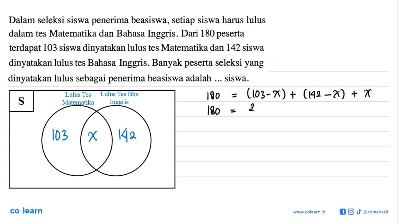 Dalam seleksi siswa penerima beasiswa, setiap siswa harus