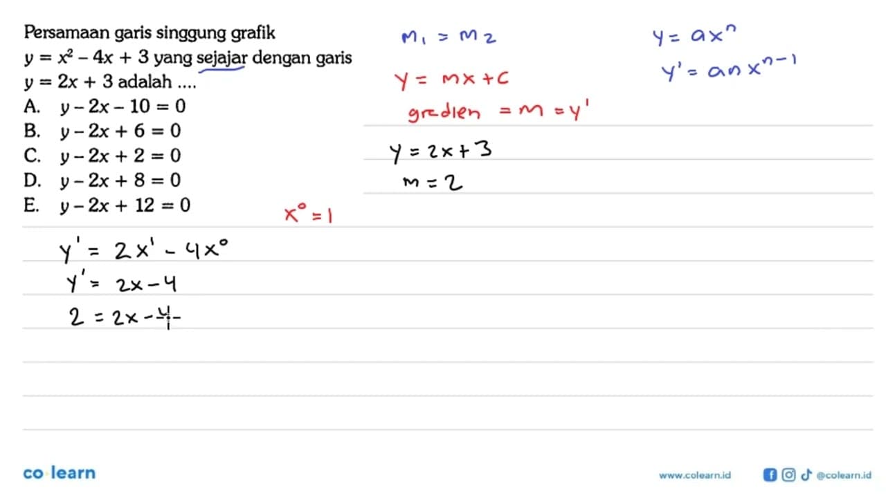 Persamaan garis singgung grafik y=x^2-4x+3 yang sejajar