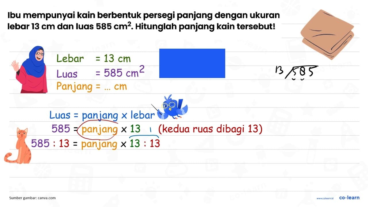 Ibu mempunyai kain berbentuk persegi panjang dengan ukuran