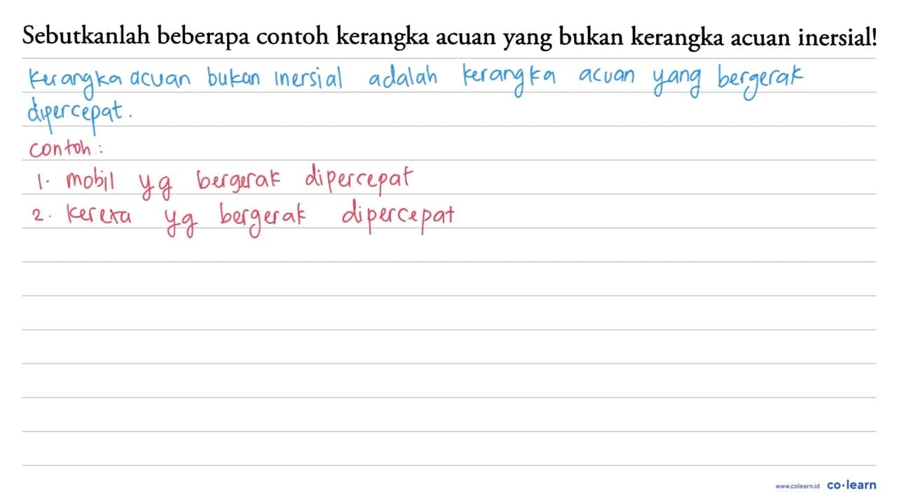 Sebutkanlah beberapa contoh kerangka acuan yang bukan