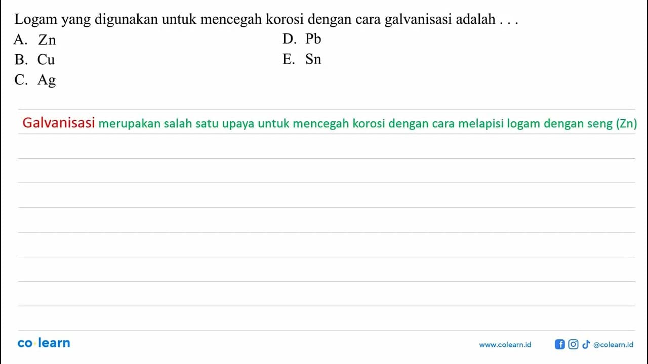 Logam yang digunakan untuk mencegah korosi dengan cara