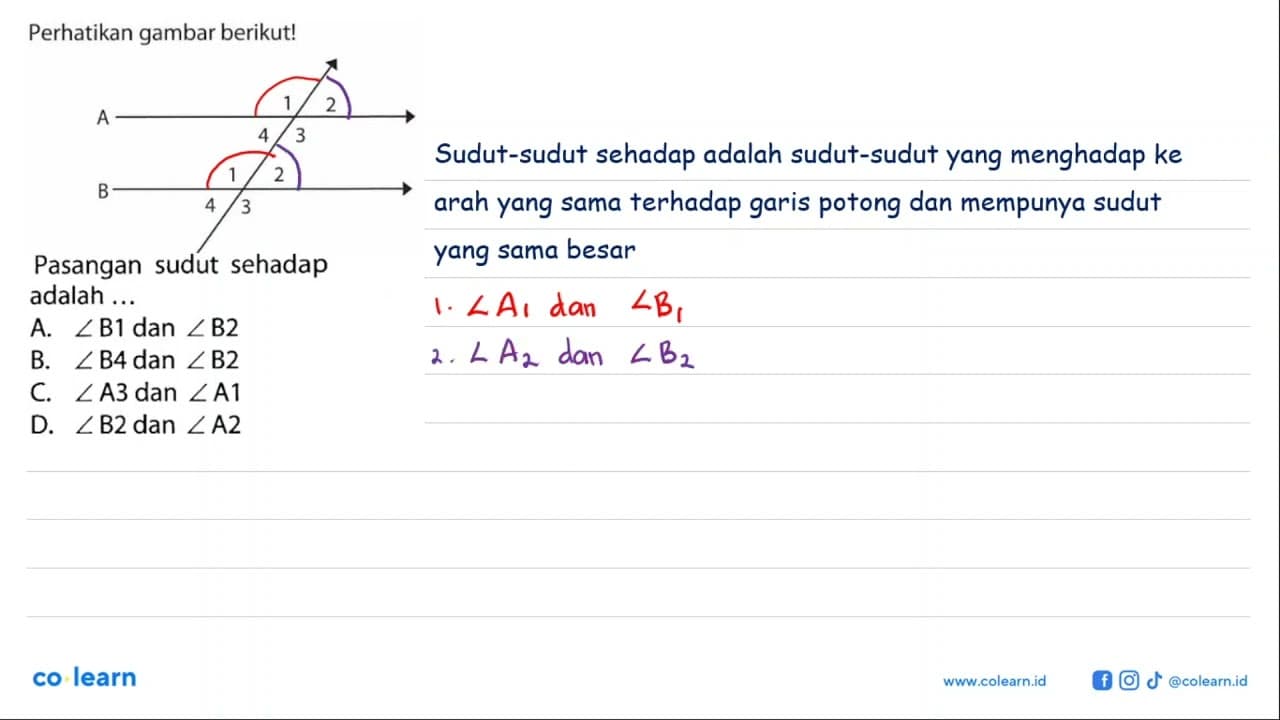 Perhatikan gambar berikut! A 1 2 3 4 B 1 2 3 4 Pasangan