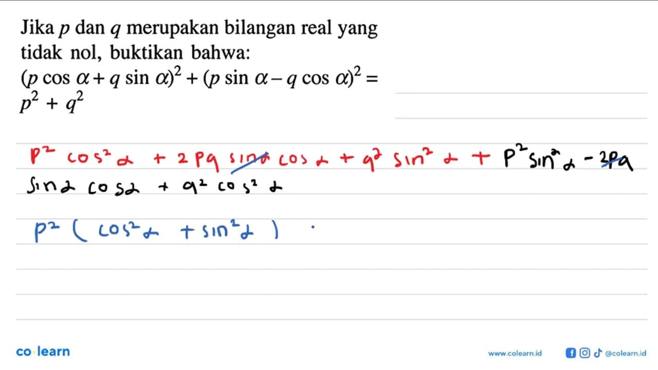 Jika p dan q merupakan bilangan real yang tidak nol,