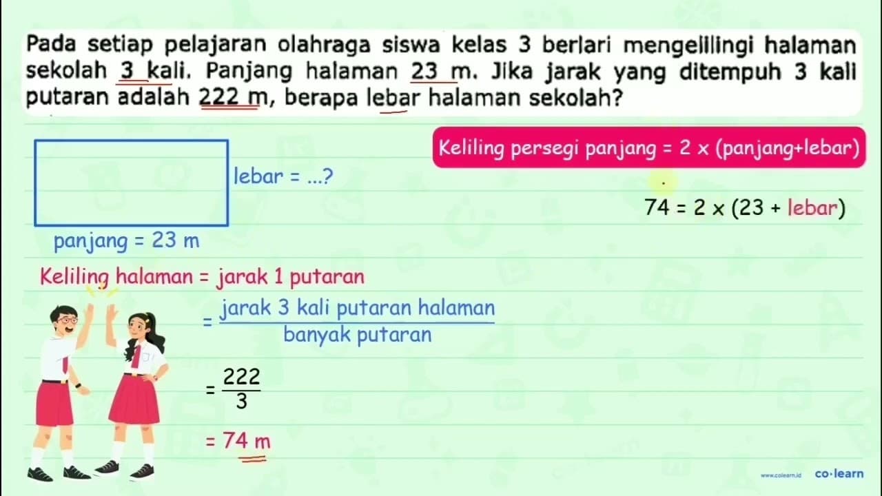 Pada setiap pelajaran olahraga siswa kelas 3 berlari