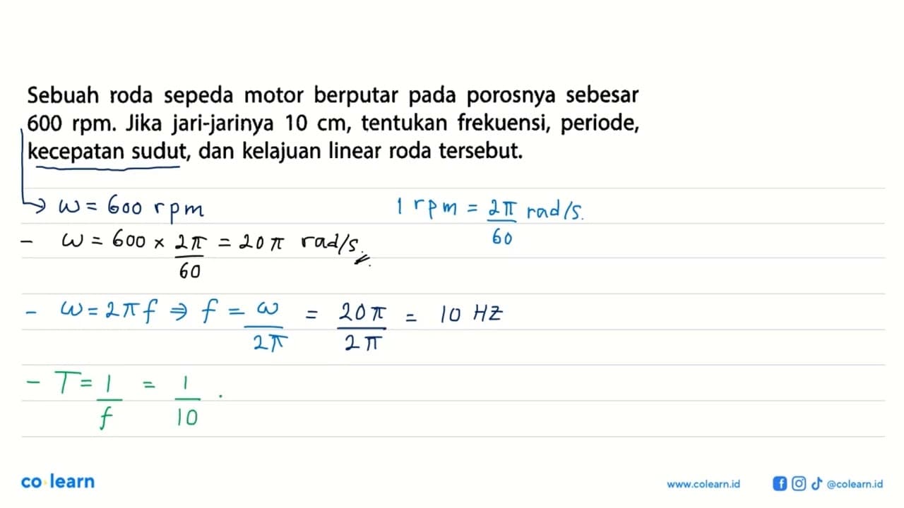 Sebuah roda sepeda motor berputar pada porosnya sebesar 600