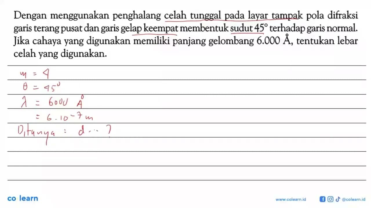 Dengan menggunakan penghalang celah tunggal pada layar