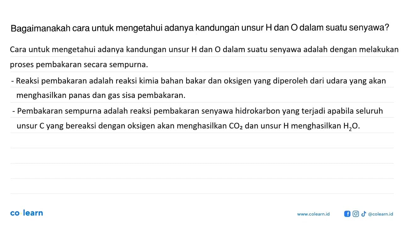 Bagaimanakah cara untuk mengetahui adanya kandungan unsur H