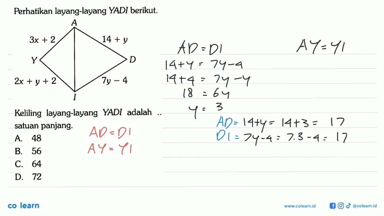 Perhatikan layang-layang YADI berikut. Keliling