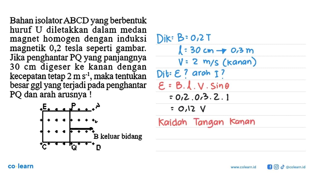 Bahan isolator ABCD yang berbentuk huruf U diletakkan dalam