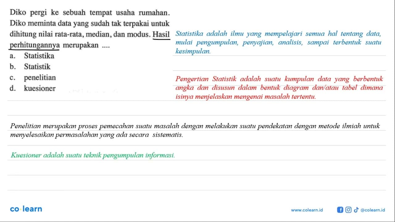 Diko pergi ke sebuah tempat usaha rumahan. Diko meminta