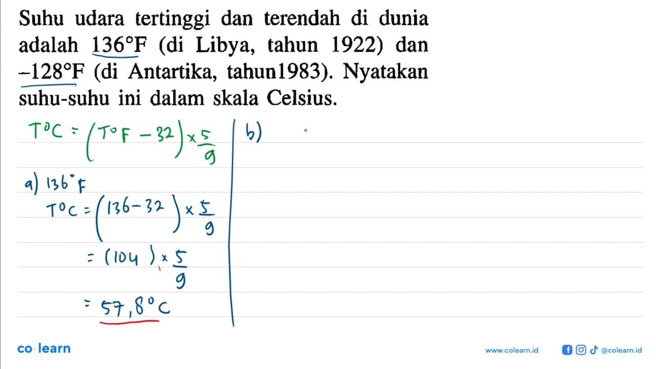 Suhu udara tertinggi dan terendah di dunia adalah 136 F (di