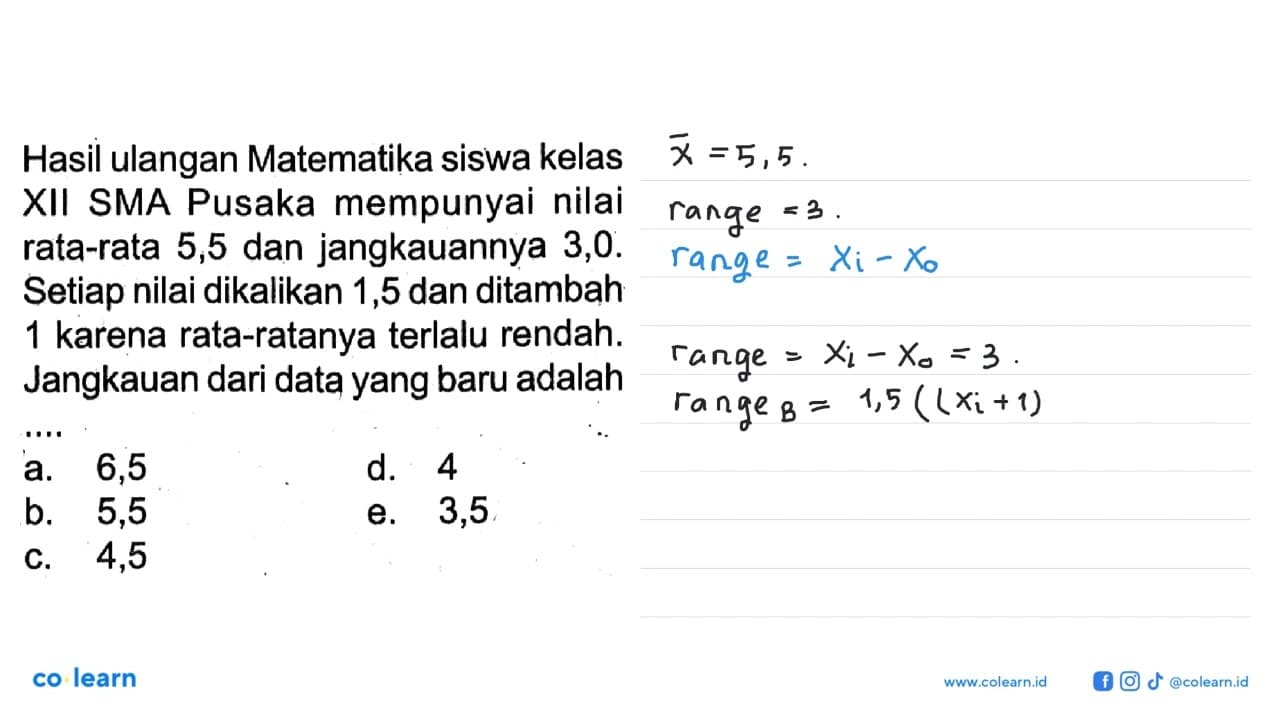 Hasil ulangan Matematika siswa kelas XII SMA Pusaka