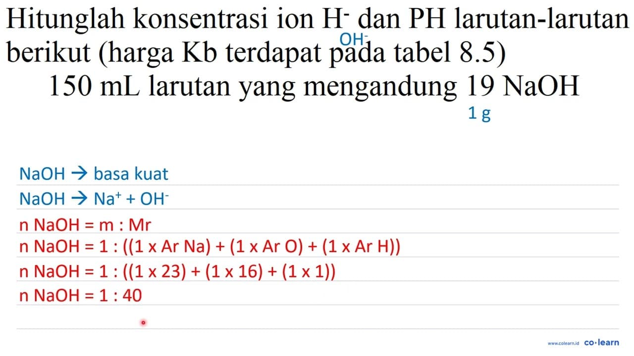 Hitunglah konsentrasi ion H^(-) dan PH larutan-larutan